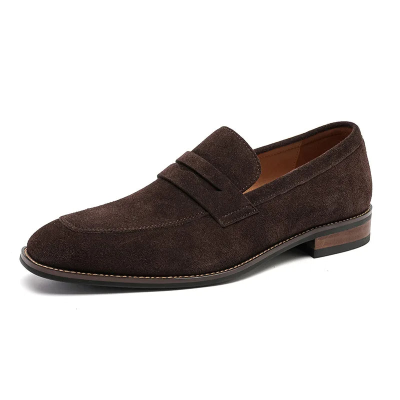 Men's brown suede leather classic loafers - Lancaster