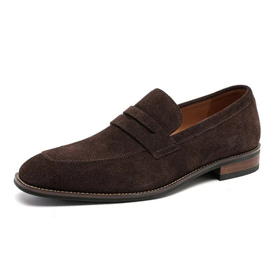 Men's brown suede leather classic loafers - Lancaster