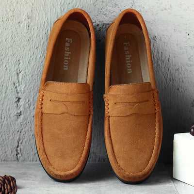 Men's genuine suede loafers casual style blue - Larkstone