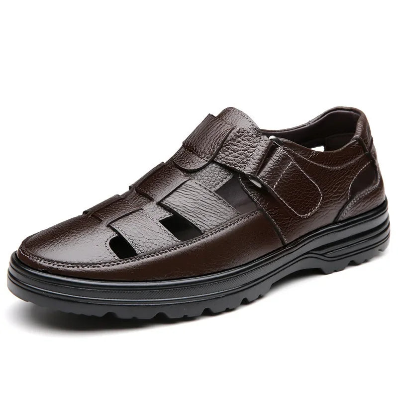 Men's open-toed shoes in classic breathable leather - Velmar