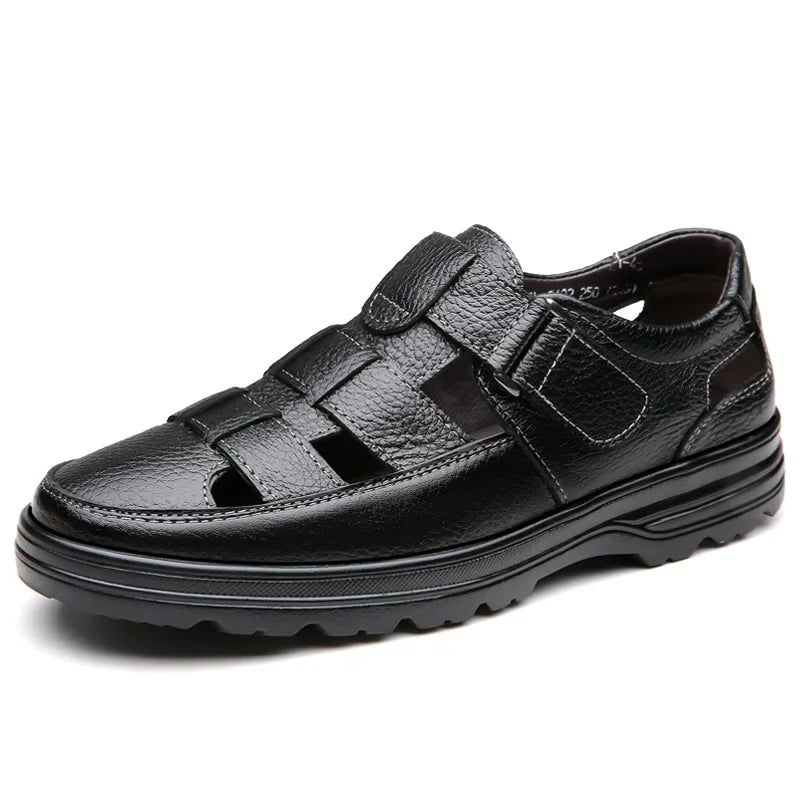 Men's open-toed shoes in classic breathable leather - Velmar