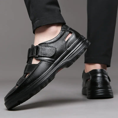 Men's open-toed shoes in classic breathable leather - Velmar