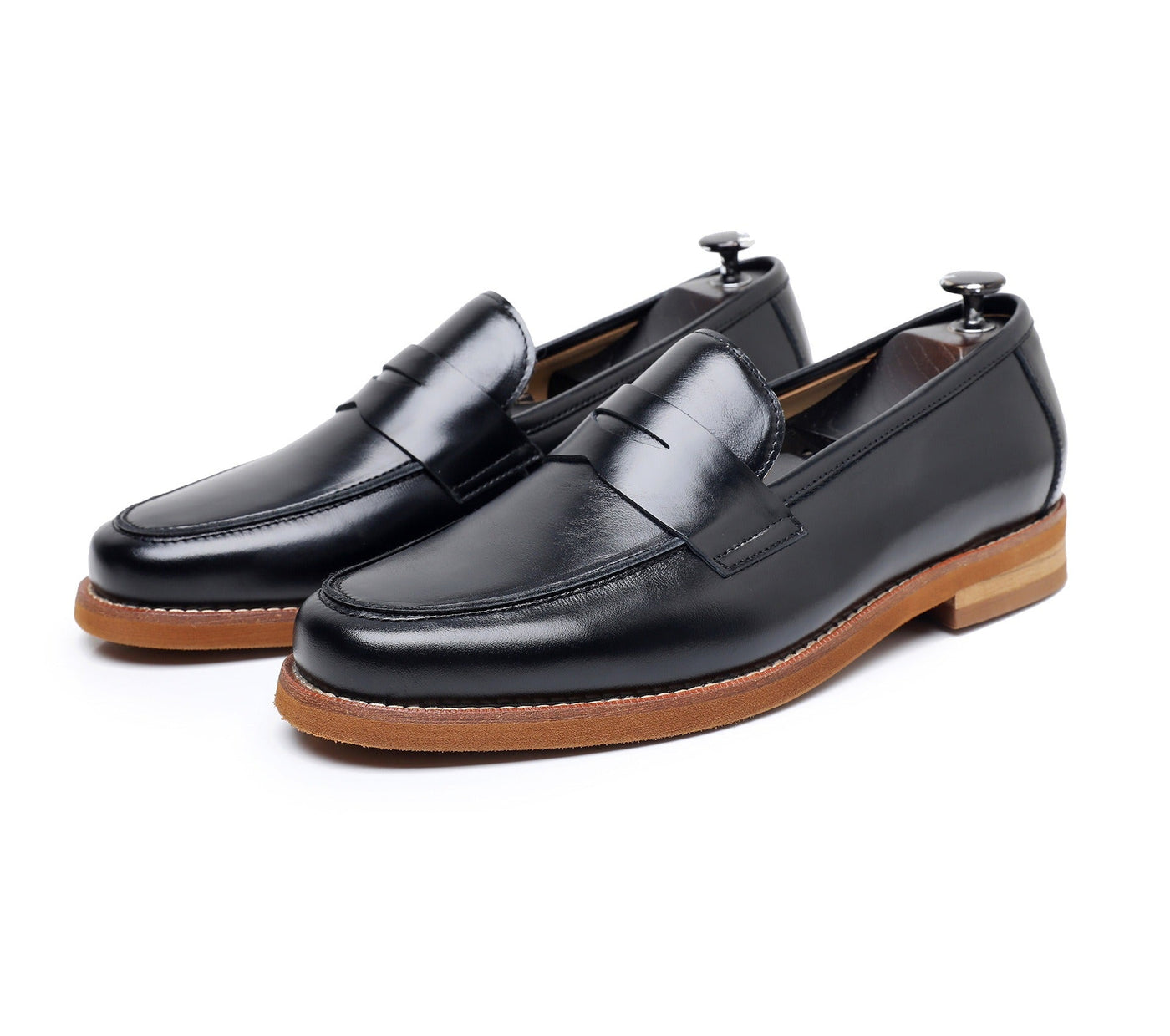 Men's brown classic style genuine leather loafers - Whitmore