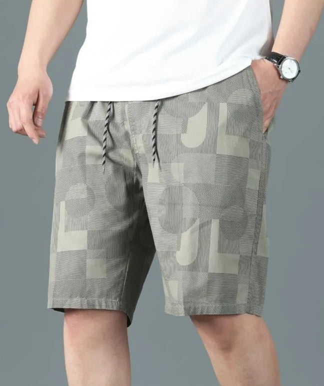 Men's geometric print cotton Bermuda shorts relaxed style - Mateo