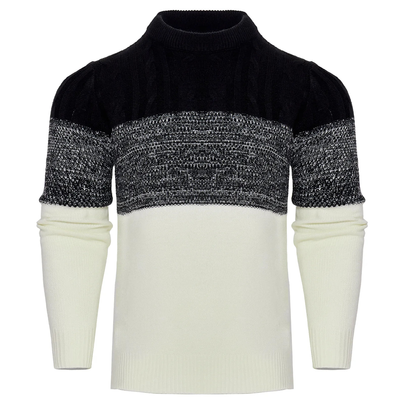 Giam - Long-sleeved, casual men's knitted jumper with colour blocks