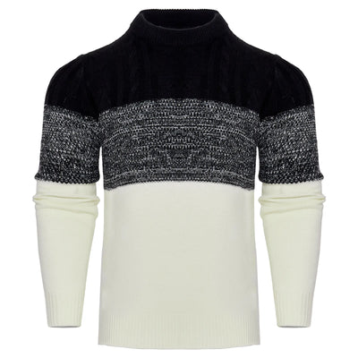 Giam - Long-sleeved, casual men's knitted jumper with colour blocks