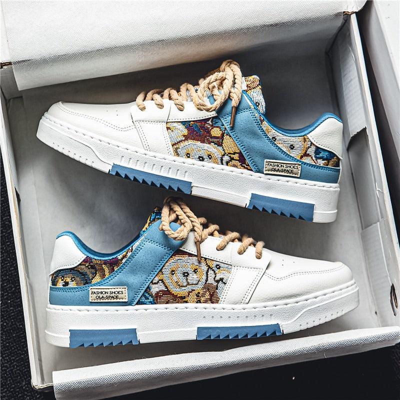 Men's sneakers embroidered panel casual style - Elías