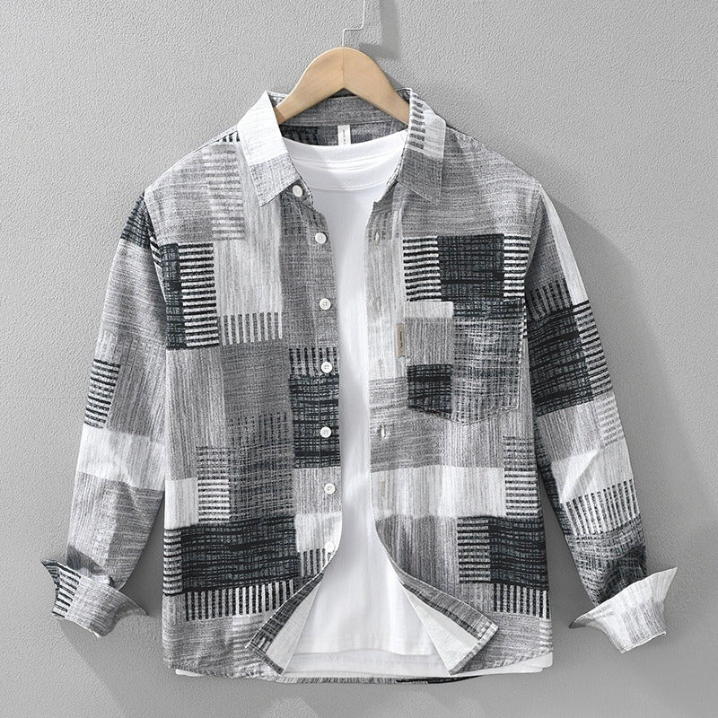 Men's shirt cotton patchwork print casual style - Hector