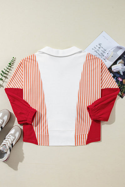 Vale - Oversized sweatshirt with stripes and contrasting V-neckline