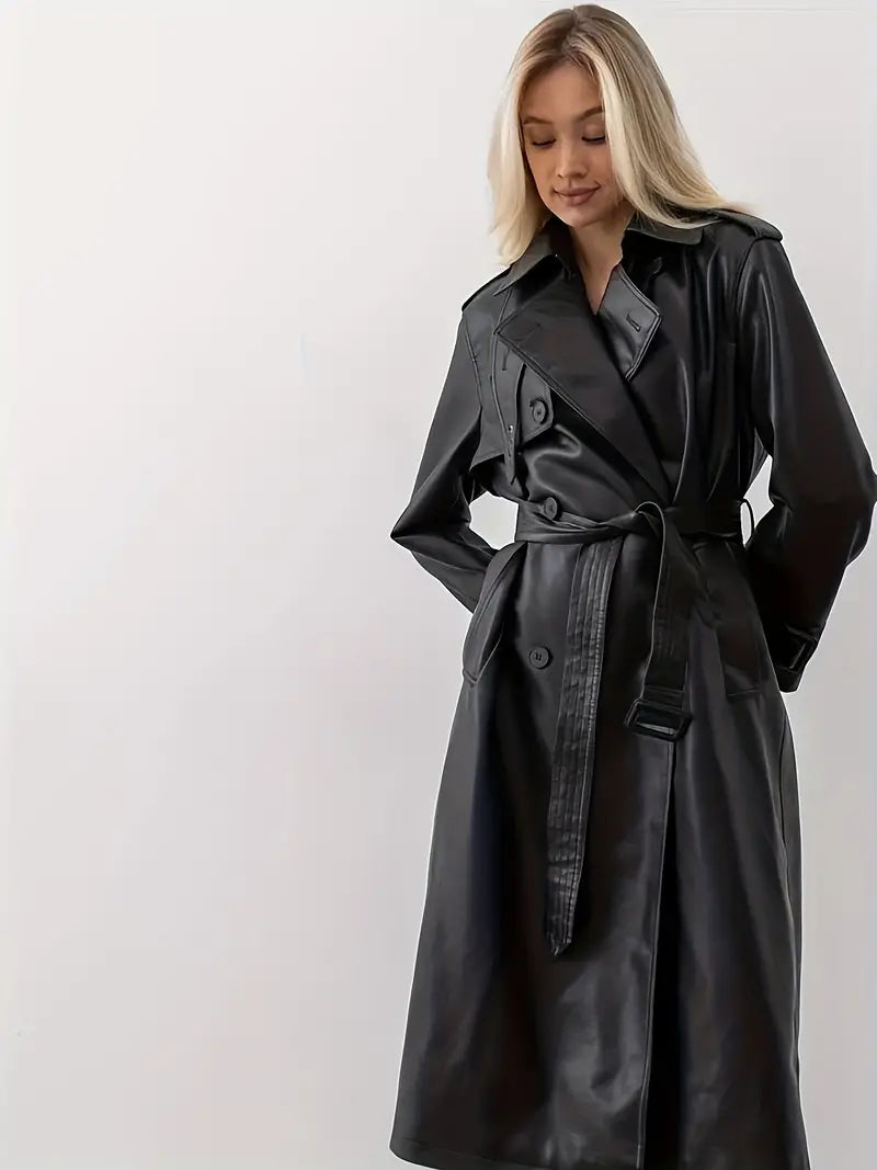 Leather trench coat with belt - Hayle