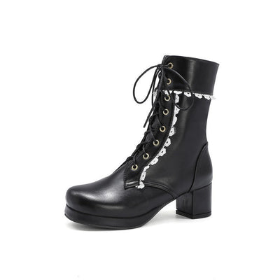 Lace-up ankle boots with decorative lace - Celeste