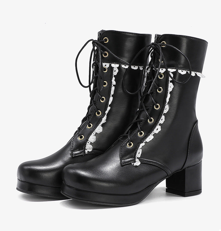 Lace-up ankle boots with decorative lace - Celeste