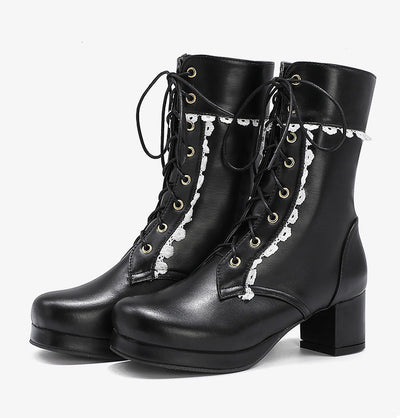 Lace-up ankle boots with decorative lace - Celeste