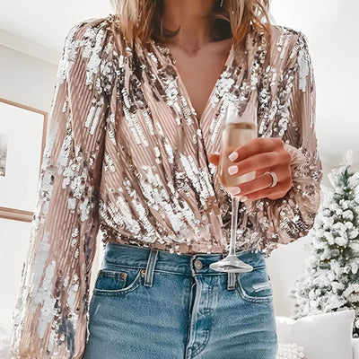Selly - Modern shiny party blouse