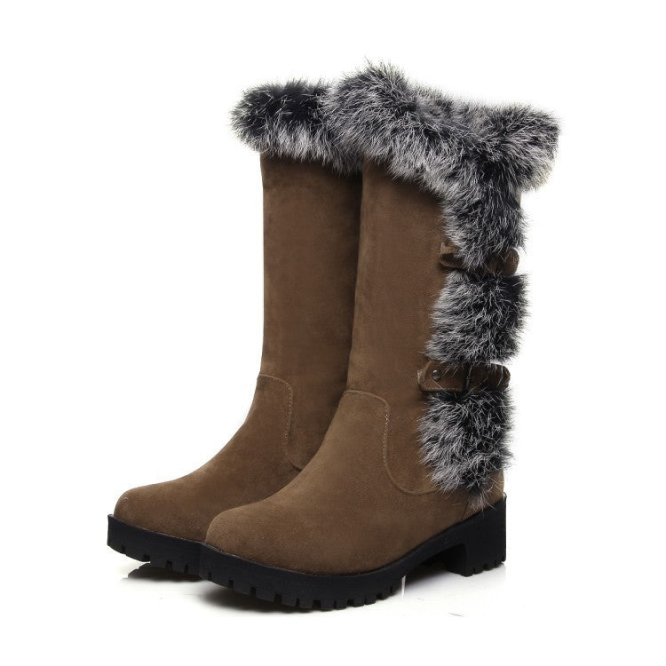Lara - Women's suede snow boots with fur and low heel