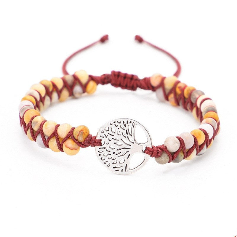 Yoga bracelet woven with tree of life charm