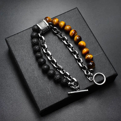 Steel Streaks Tiger bead bracelet