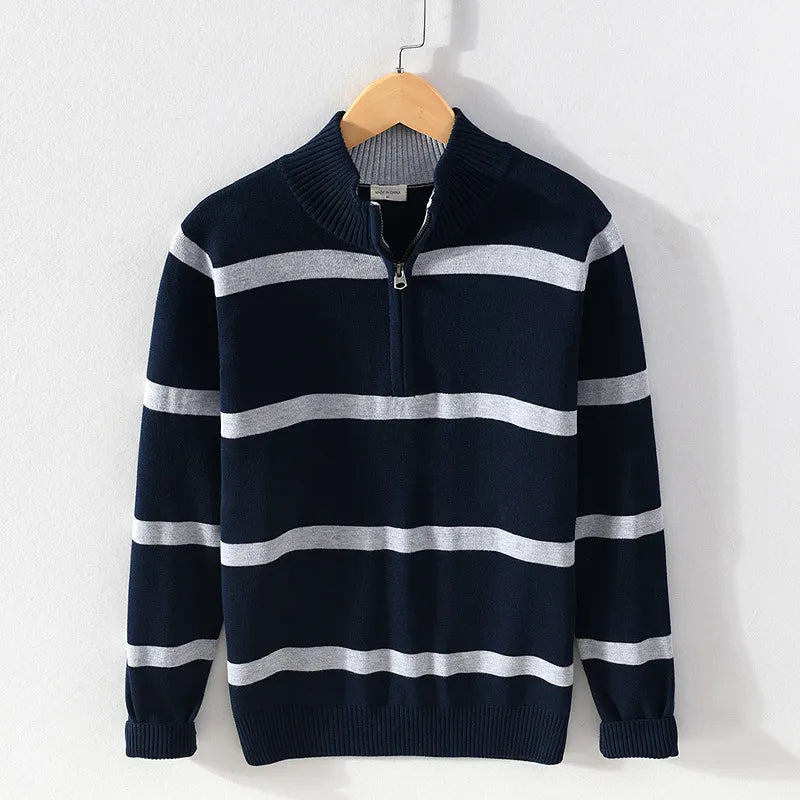 Luc - Pullover for men with turtleneck, casual with half zip