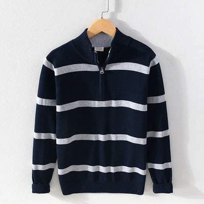 Luc - Pullover for men with turtleneck, casual with half zip