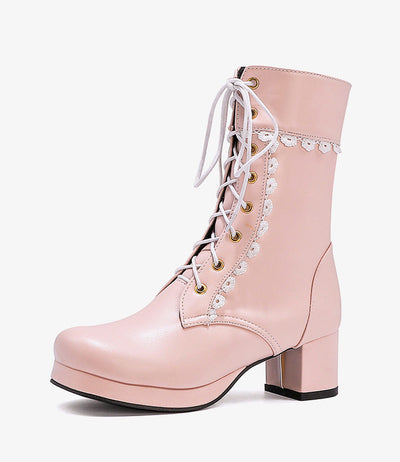 Lace-up ankle boots with decorative lace - Celeste
