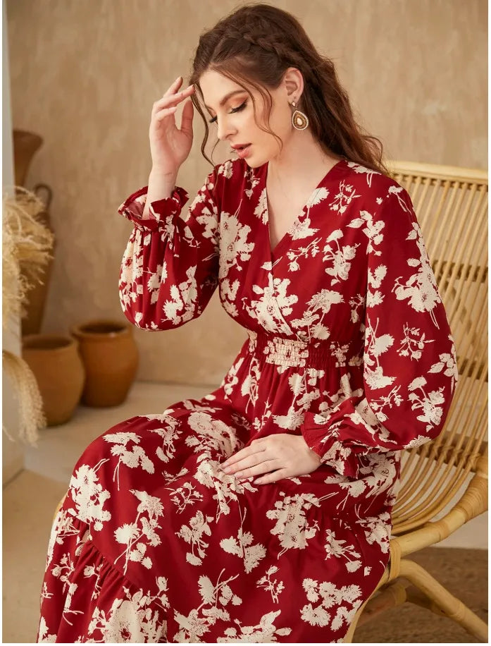 Naiara - Slim V-neck Long Sleeve Dress