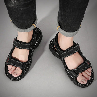 Men's casual sandals black adjustable straps - Hanoi