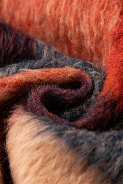 Danella - Orange checked oversized casual jacket with flap pockets and buttons