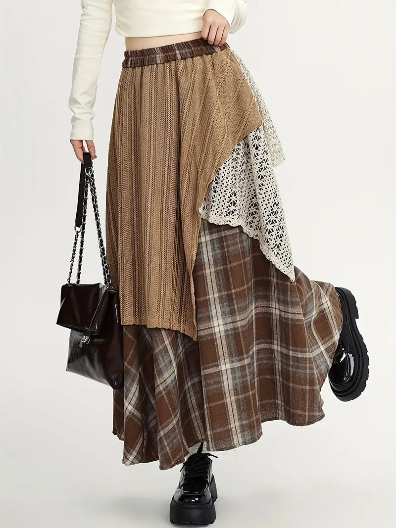 Asymmetrical long trapeze skirt, elegant and modern, perfect for a trendy, feminine look