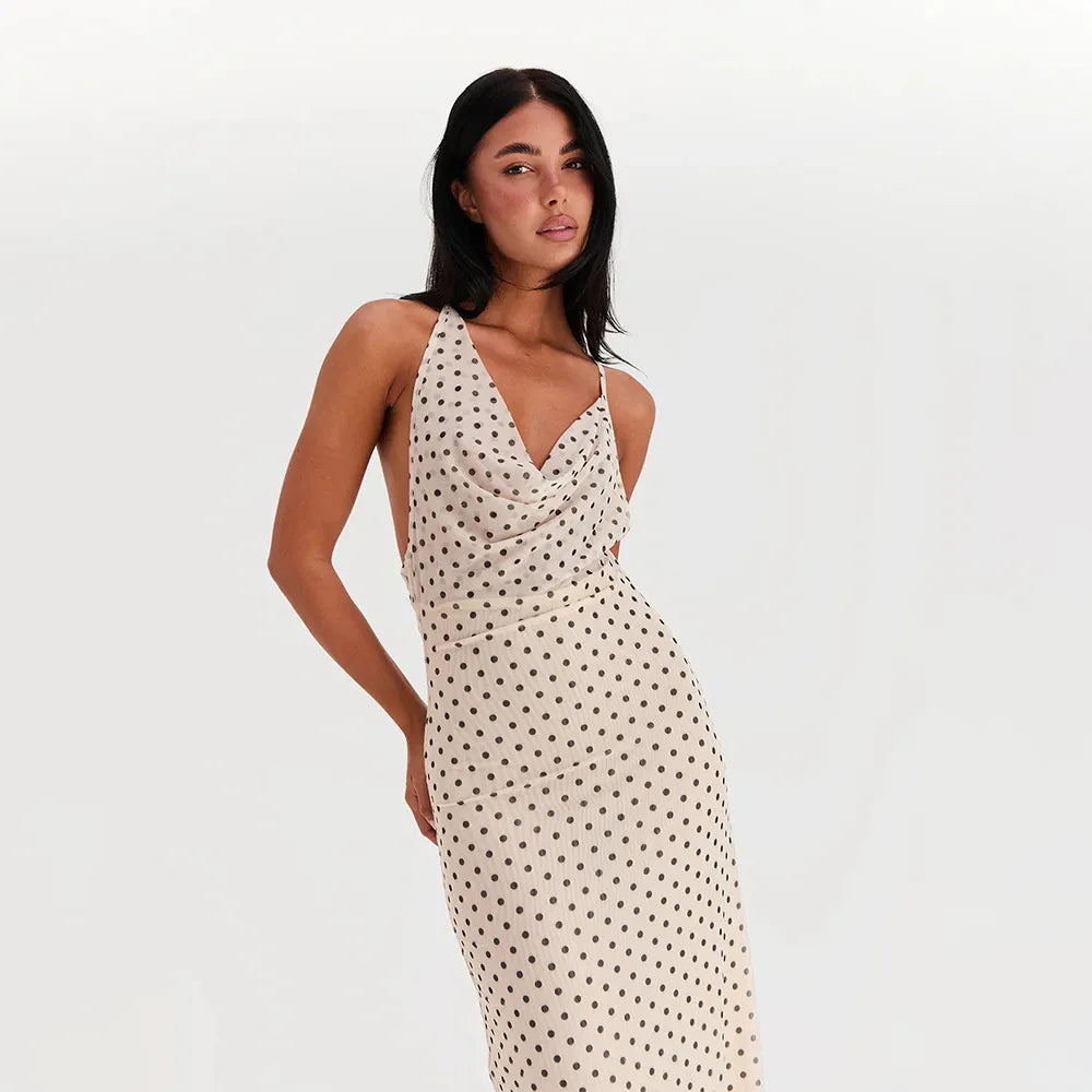 Ivy - Printed Spaghetti Strap Long Dress