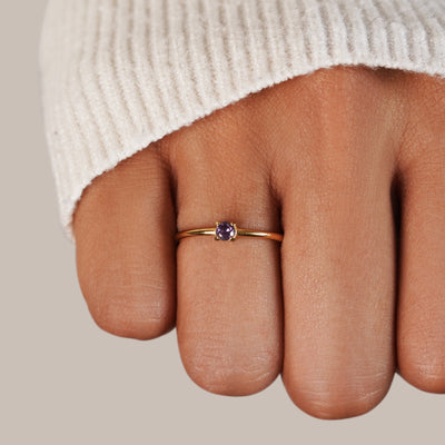February Birthstone Gold Ring