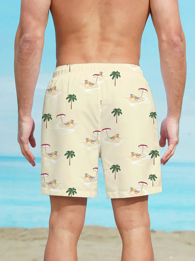 Tom - Beach shorts with palm tree pattern