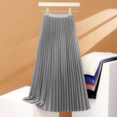 Stretch pleated long skirt with high waist, elegant and comfortable perfect for a sophisticated and feminine look