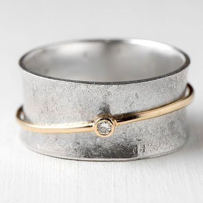 Ring in Silver Zirkonia Vintage Golden Line
