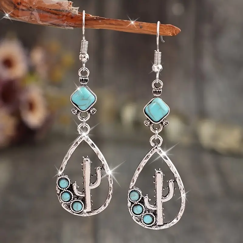 Kactus Blue Stone Earrings - Vivi