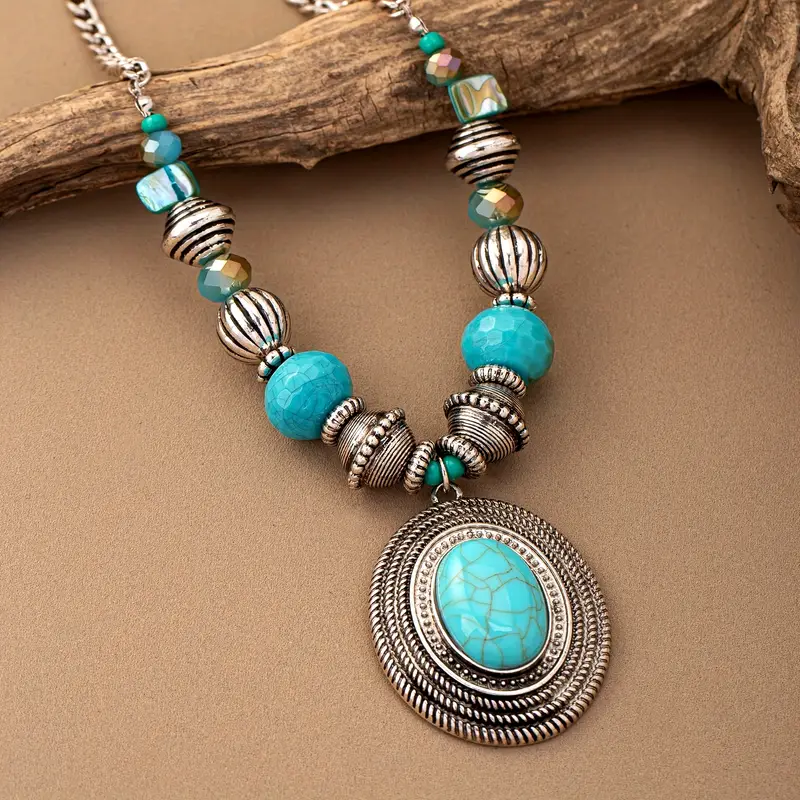 Blue Stoneed Rounded Necklace - Vina