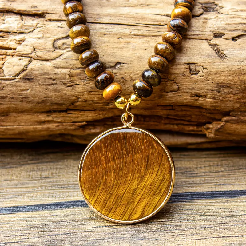 Brown Rounded Stone necklace - Sana