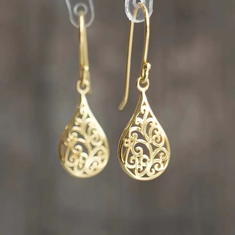 Mandala Drop Golden Earrings - Nila