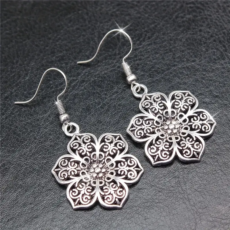 Silvered Mandala Hollow Earrings - Mira