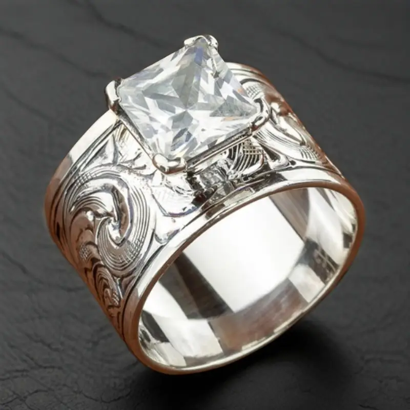 White Glass Silvered Trail Ring - Neri