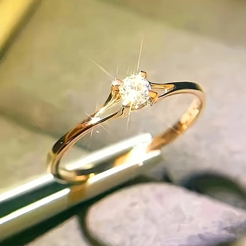 White Glass Fine Golden Ring - Eva