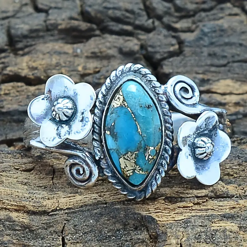 Blue Stone Flower Ring - Dana