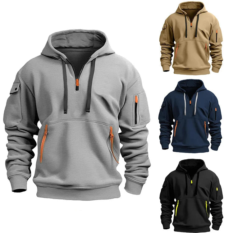 Men's sweatshirt with hood and pockets - Cesar