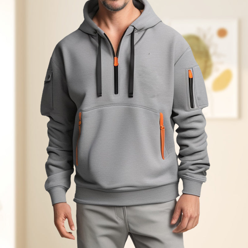 Men's sweatshirt with hood and pockets - Cesar