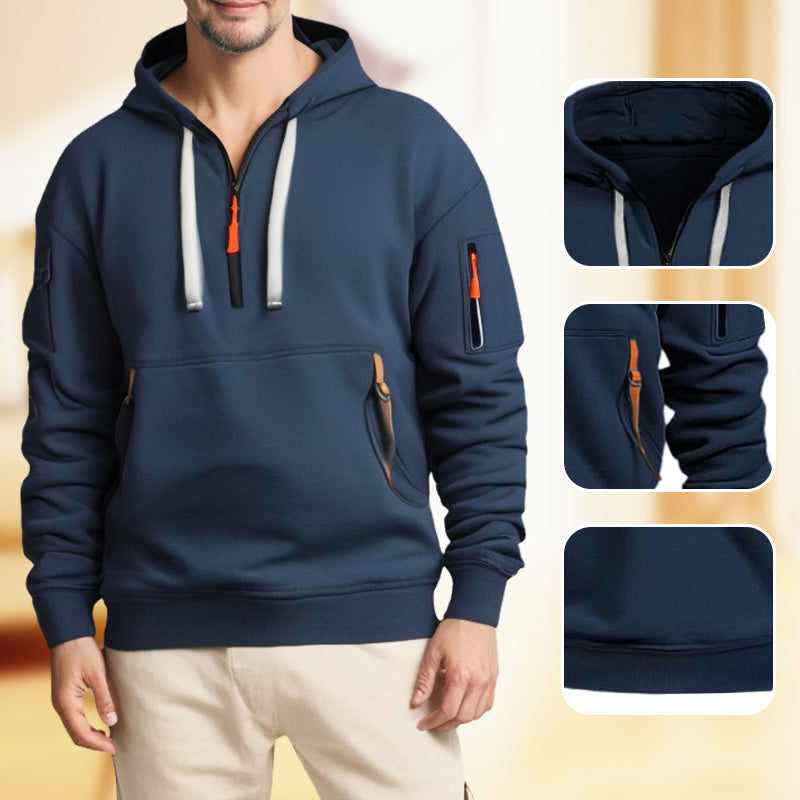 Men's sweatshirt with hood and pockets - Cesar