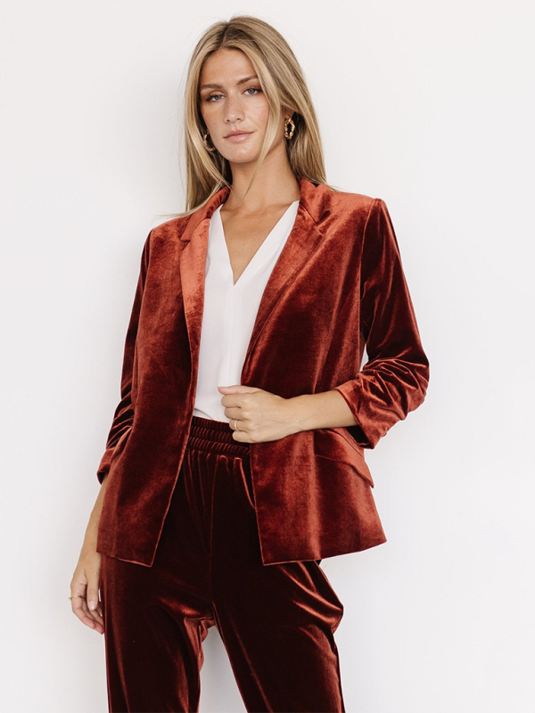 Women's Velvet Blazer and Trousers Set - Loréna