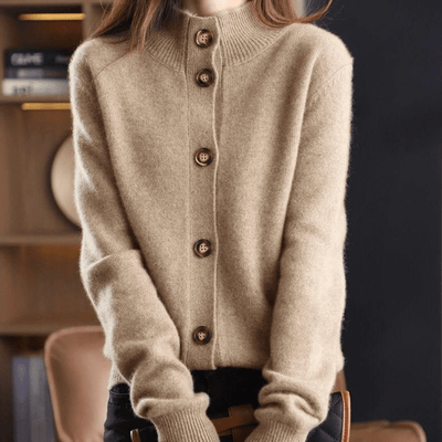 Women's Knit Wool-Blend Button Cardigan - Céleste