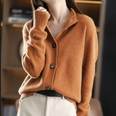 Women's Knit Wool-Blend Button Cardigan - Céleste