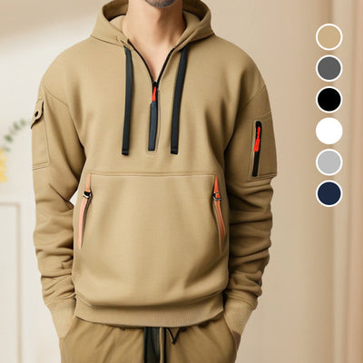 Men's sweatshirt with hood and pockets - Cesar
