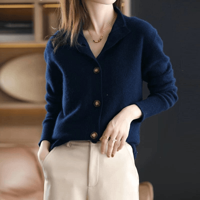 Women's Knit Wool-Blend Button Cardigan - Céleste