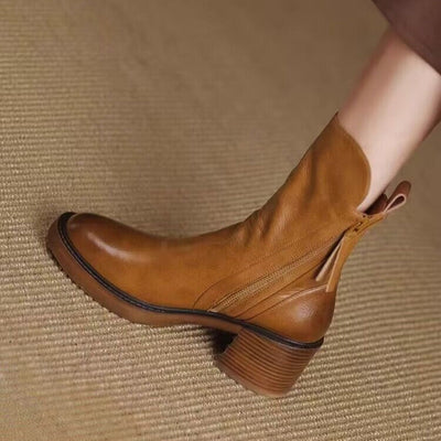 Women's high platform ankle boots with side zipper modern style - Grega